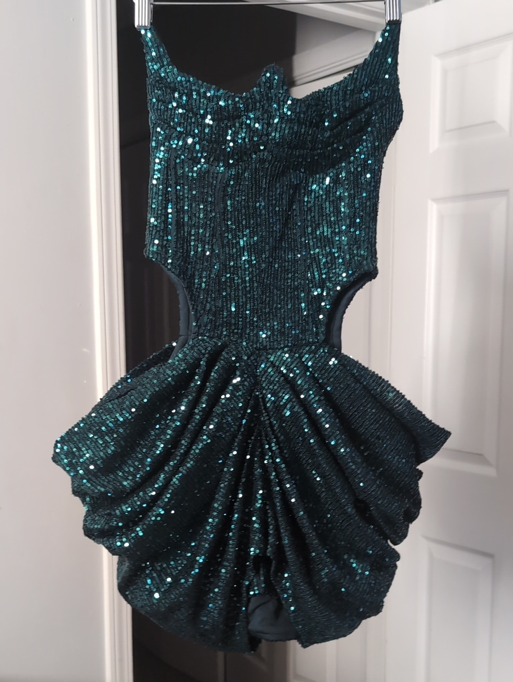 Sequin Mini Dress in Green Size XS